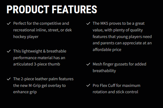Mylec MK5 Pro Street Hockey Gloves 11"