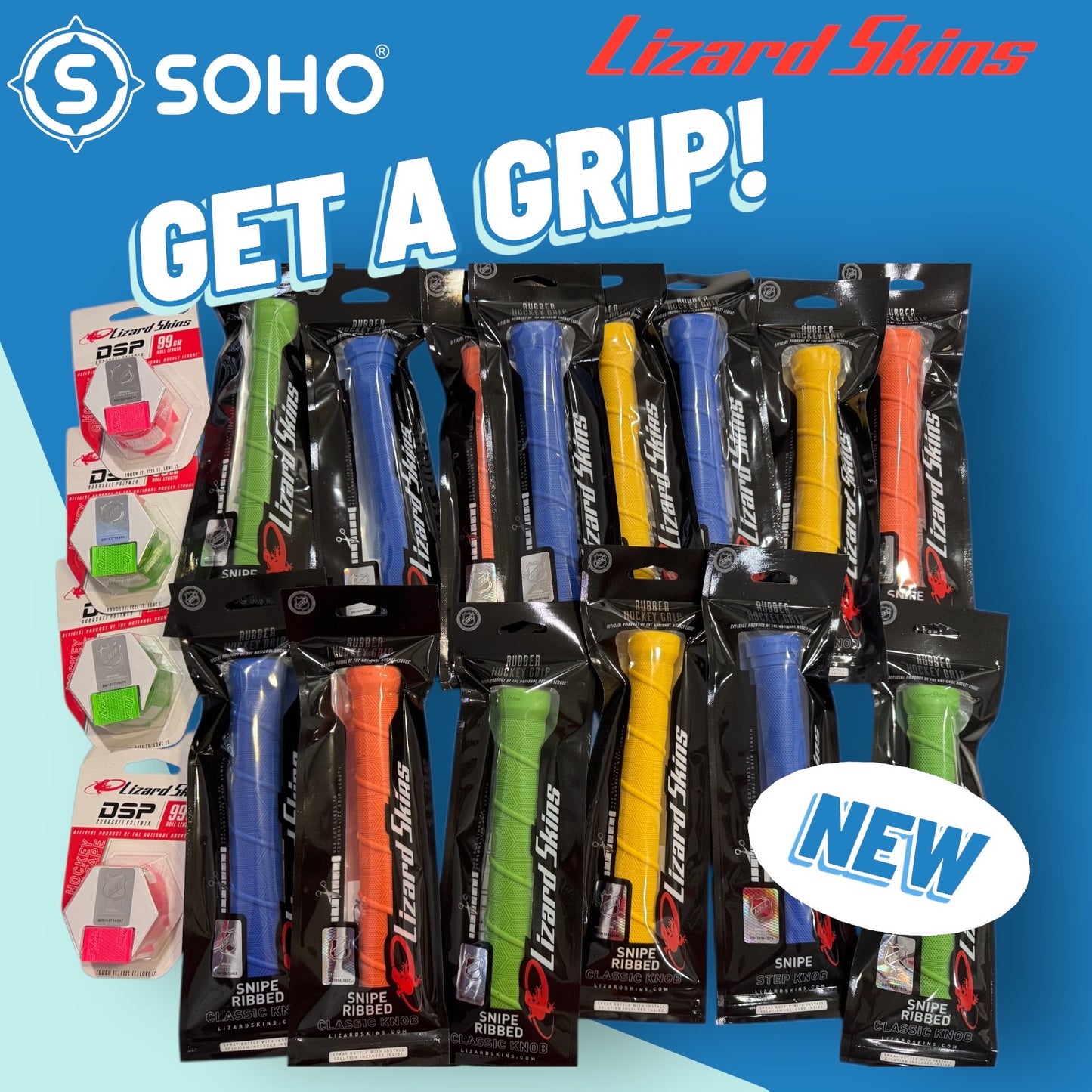 Lizard Skin Rubber Hockey Grip - Snipe Ribbed - Classic Knob